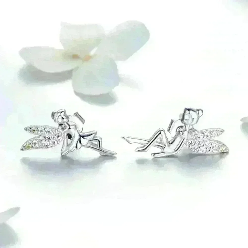 🎀Dainty White CZ Sweet Wing Fairies Stud Earrings for Women, GPMB1441